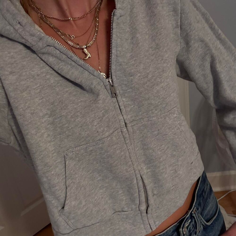 Brandy-melville Women's Grey Hoodie